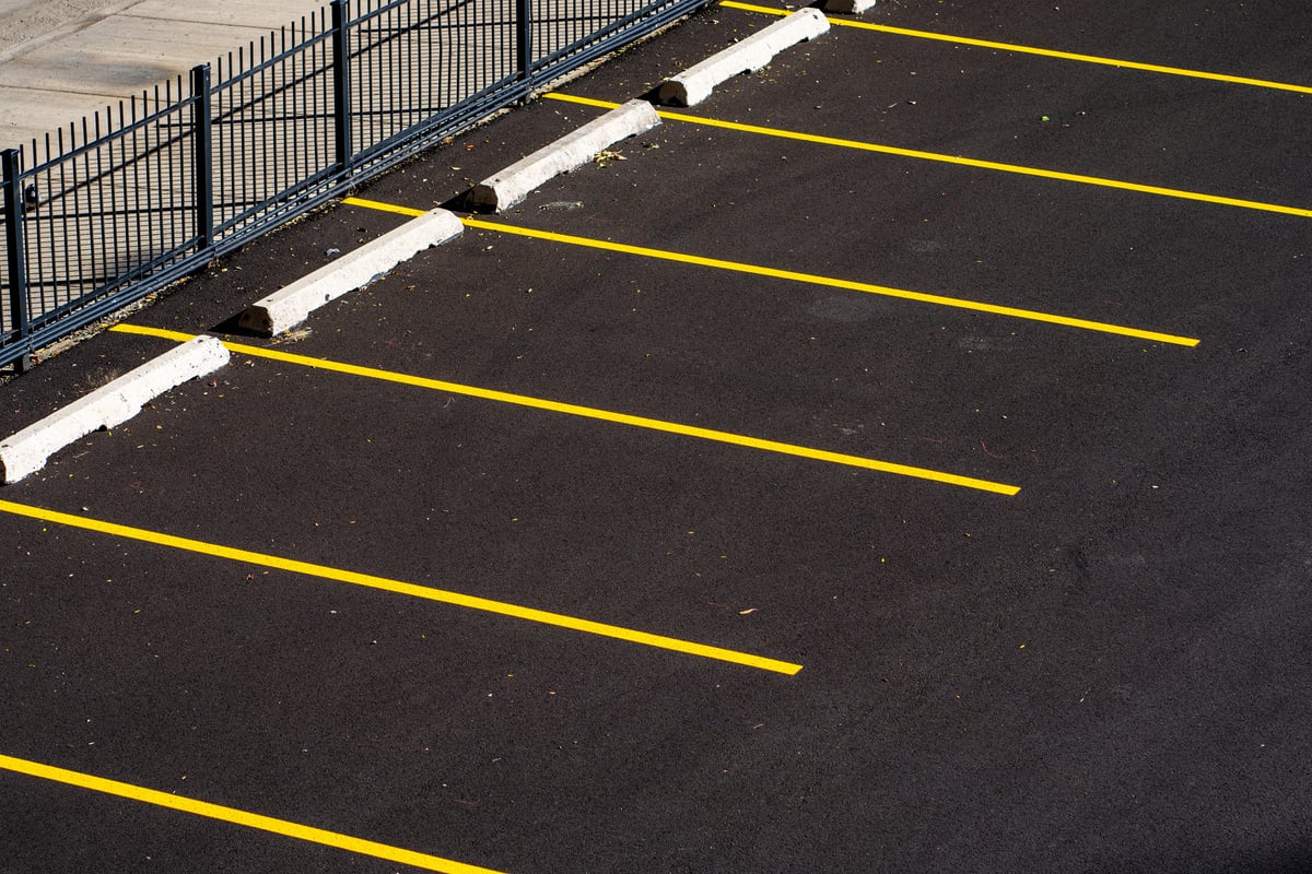 Yellow Lines on the Ground of Parking Lot
